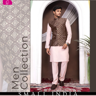 {**ส่งฟรี**} SMALL INDIA 💁‍♂️ Jacquard Silk Maroon Jacket Traditional Wear 💁‍♂️ Kurta Pajama For Men