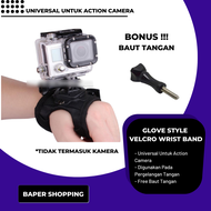 Glove Style Velcro Wrist Band Mount 360 Derajat Action Camera Xiaomi Yi Kogan Gopro Brica Bpro B Pro