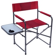 Compact Steel Frame Folding Director's Chair Portable Camping Chair with Side Table, Supports 225 LB