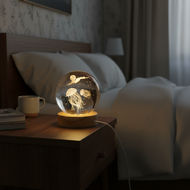 1pc 3D Crystal Ball Night Lamp, Glass Ball with Base, Fantasy Decor LED Galaxy Planet Light, Birthda
