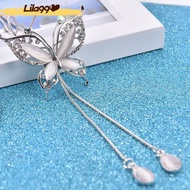 Butterfly Pendant Long Necklace Made Of Opal Stone Women's Jewelry