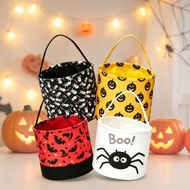 New Halloween Decoration Party Supplies Printed Bucket Bag Canvas Candy Basket Pumpkin Halloween Bas