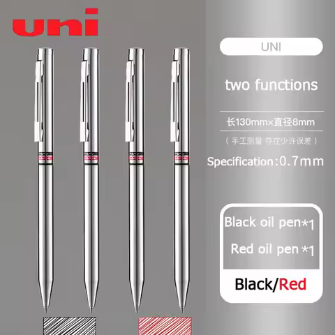 Japan Uni 2-in-1 Ballpoint Pen Mitsubishi SE-1000 Minimalist Metal Rod Black/Red Multicolor Pens Ori