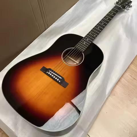 New 41# J45 Acoustic Guitar Solid Spruce Top Rosewood Side/back Bone Nut/Saddle In Sunburst