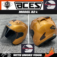 Helmet ACES R2 Gold Helmet with Smoke Visor (SIRIM Certified)