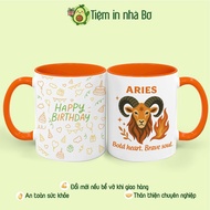 Ceramic cup, Aries zodiac sign, cute birthday gift for girlfriend, meaningful message for each zodia