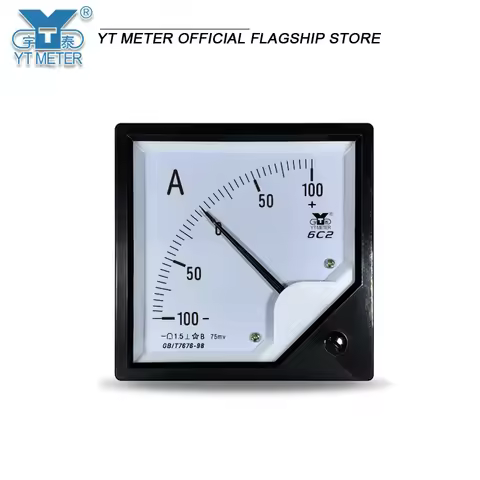 6C2 75mv Bidirectional DC Ammeter 50A±100A 150A Plus or Minus 200A 400A Pointer Ammeter