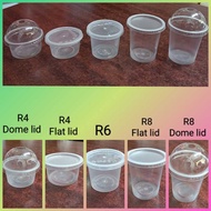 (50sets) 4oz / 6oz / 8oz PP Round Container with Dome/Flat lid