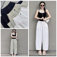 Women's Wide Leg Pants Made of Khaki Wind Silk, Beautiful, Wrinkle-Free, Soft, Cool, Elastic Waist, 