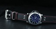 來來鐘錶~小沛的新衣banda德國軍錶vintage冒險風格,鉚釘24mm黑色真皮錶帶panerai --紅線;