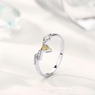 黃鑽石14k白金梨形訂婚戒指 水滴形求婚結婚鑽戒 翅膀聖甲蟲戒指