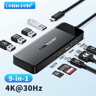 Lemorele TC92 ฮับ USB C 9-in-1 อะแดปเตอร์หลายพอร์ต 100WPD HDMI 4K 30hz 3 USB3.0 + USB2.0 SD/TF USB-C