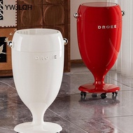 [YWJLQH] Trash Can with Universal Wheels Storage Bucket Decorative Tall Wastebasket