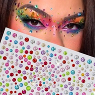 3D Rainbow Rhinestone Face Gem Tattoo Stickers y2k Colorful Sparkling Jewelry Eye Face Makeup Diamon