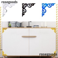 ROSEGOODS1 4PCS Mirror Wall Corner Sticker, Room Decor DIY Mirror Sticker, Simple Self Adhesive Acrylic Cabinet Decals Home