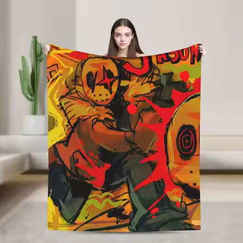 Forsaken Jason Knitted Blanket Flannel Super Warm Throw Blankets for Outdoor Travel Bedspread