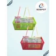 Edepot 3pcs Colored Mason Jar With Reusable Straw Bottle Glass Mug Emboss with Tray