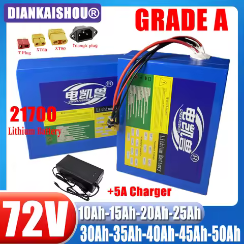 72v 21700 50ah 45ah 40ah 35ah 30ah 25ah 20ah 15ah 10ah lithium battery pack 20S2P-10P 0-3500W high-p