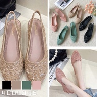 💟WS ส่งไวสวยดีถูก💟 รองเท้าคัชชู ทรงหัวแหลม ลายดอกกุหลาบ มีรัดส้น 4 สี ไซส์ 36-40