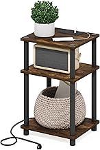 Furinno Just 3-Tier Turn-N-Tube USB and Type-C Charging Port End Table with Open Storage, 11.42 (W) 