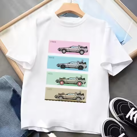 Back to the Future Delorean x 4 Print Children Fashion T shirt Kids Summer Short Sleeve Boys Girls C
