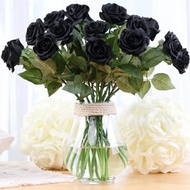 Termurah!!! Premium Bunga Mawar Artificial Pu Latex Import-Black