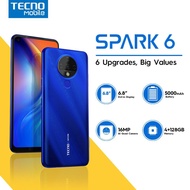 original Tecno Spark 6 smart phone 4GB +128GB 6.8" Display cellphone sale android mobile phone