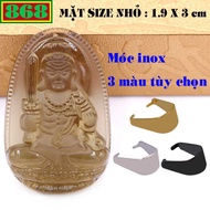Ming Vuong Real Estate Buddha face brown crystal 1.9 x 3cm, 3.2 x 5cm with stainless steel chain hoo