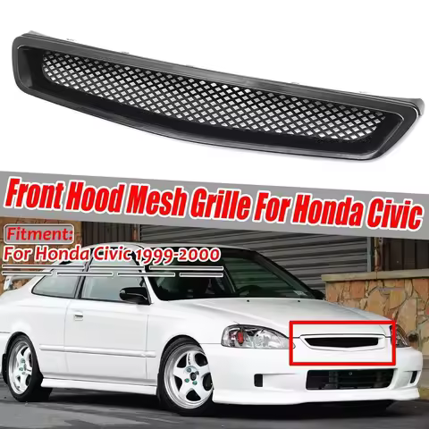 For Honda Civic EK CX DX EX HX LX Type R 1999-2000 ABS Front Mesh Grille Cover Trim Car Front Hood M