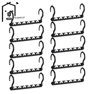 【wiiyaadss2.sg】Sturdy Plastic Space Saving Hangers Cascading Hanger Organizer Pack of 12 Closet Space Saver Multifunctional Hangers