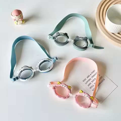 Cute Cartoon Pony Swimming Goggles for Kids Waterproof Anti Fog Adjustable Strap Children Swim Gear
