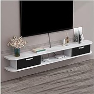 WANGPP Floating TV Stand Wall Mounted TV Shelf,TV Cabinet Entertainment Center Unit,Media Console Floating Desk Storage Hutch for Home and Office,Space Saver (Color : Black, Size : 150x22x18.2cm)
