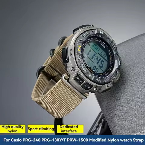 For Casio PRG-240 PRG-130 PRG-130Y/T PRW-1500 Modified Canvas Nylon Watch Strap Waterproof Bracelet 