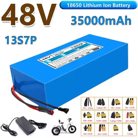 Nouveau 48V 35Ah XT60 13S7P Batterie Lithium-ion 48V 35000mAh 2000W Batterie Électrique, Intégré 60A