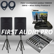 Paket 3 soundsystem outdoor YAMAHA DBR10 + Mixer Ashley Premium 6 