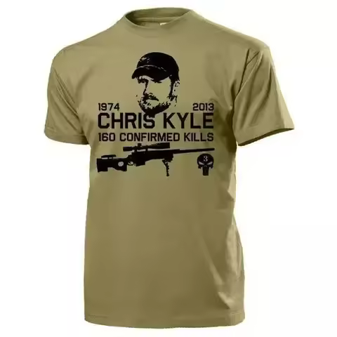 CHRIS KYLE TYPE FACE CLOSE UP USA AMERICAN SNIPER GUN MILITARRYY T SHIRT S-3XL