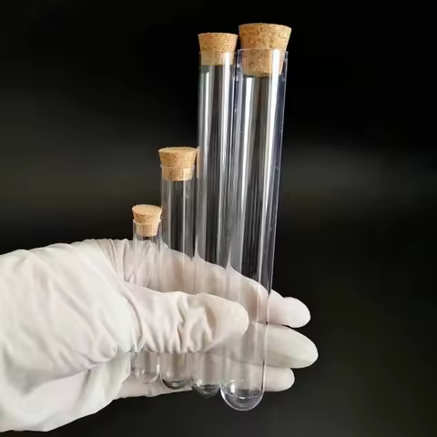 50pcs/lot Dia 12mm To 25mm Hard Plastic Test Tubes with Cork Stopper for Experiments, Length From 60
