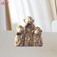 Abbraccia 3Pcs Monkeys Statue Art Crafts Ornament for Bookshelf Cabinet Living Room