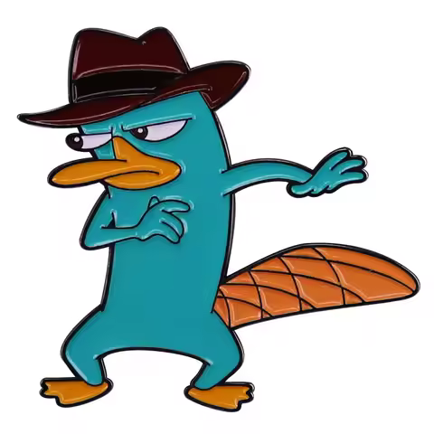 Phineass N Ferb Green Pet Perry Platypus Enamel Brooches For Women Badges Lapel Pins for Backpacks F