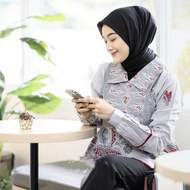 Blouse Batik Wanita Modern Lengan Panjang Atasan Batik Wanita Kantor