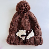 Topi Kupluk kawaii liz liza kw cokelat winter wol rajut brown
