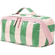 AuonyTravelMakeupBagforWoman,WaterproStripeCoeticOrganizerPouchwithCompartments&Hle,LargeCapacityenF