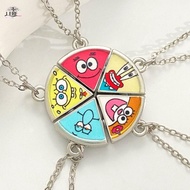 JEREMY1 Cartoon Magnet Necklace, Pizza Shape Creative Best Friend Necklace, Cute Alloy Jewelry Ins C