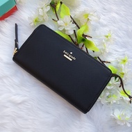 Kate Spade Spencer Zip Around Continental Wallet in Plain Black Saffiano Leather - Ladies Long Walle