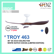 EFENZ Rod 46/52/60" DC-Eco Ceiling Fan with 22W Samsung Dimmable LED Light Kit (White Dutch Cocoa Limited Edition)
