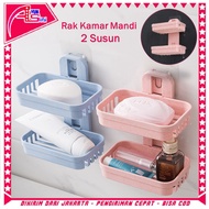 AS 2-Tier Bar Soap Holder 2-Tier Bathroom Soap Box Bathroom Shelf Wall-Mounted Soap Holder