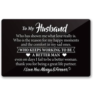 To My Husband Engraved Metal Wallet Card Inserts From Wife,Love Note Cards for His Birthday Christma