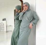 Shanum Dress Baju Gamis Kondangan FREE HIJAB Press Body Model Melayu Wanita Dewasa Terbaru 2024