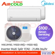 Midea Inverter Multi Split Aircon MAE-2M18E/MSEID-09(S) + MSEID-18(S)