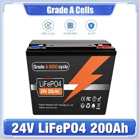 🔋200Ah LiFePO4 24V Lithium Battery 100Ah 150Ah 200Ah LiFePO4 Battery 24V Support BMS 8000+ Cycles Ti